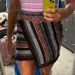 Chelsea & Violet Black and Orange Asymmetrical Skirt